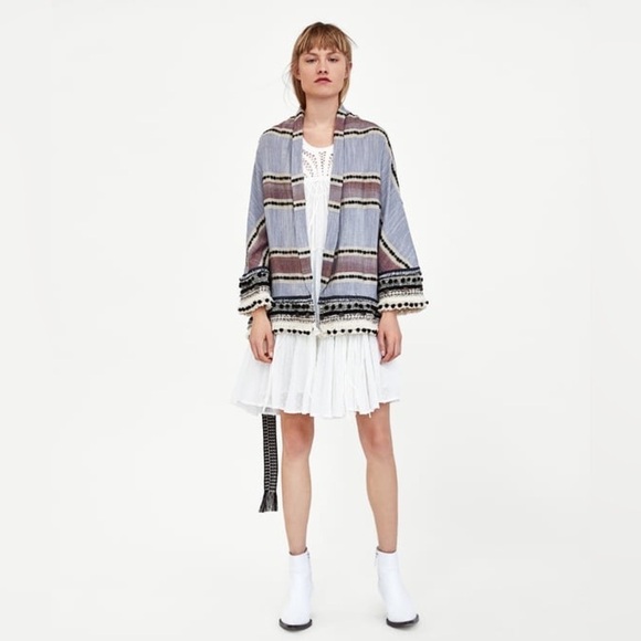 Zara Sweaters - ZARA Striped Kimono Cardigan with Belt
